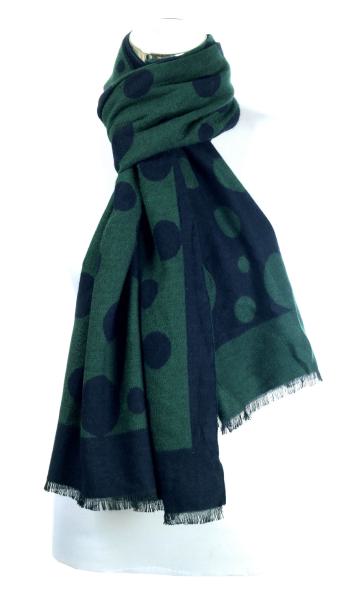 Scarf Shawl Viscos fleecy Points Green Navy